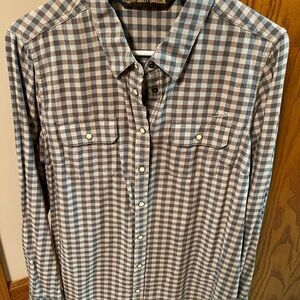 Harley Davidson Ladies Checkered Shirt - Gray, Teal and White flannel.